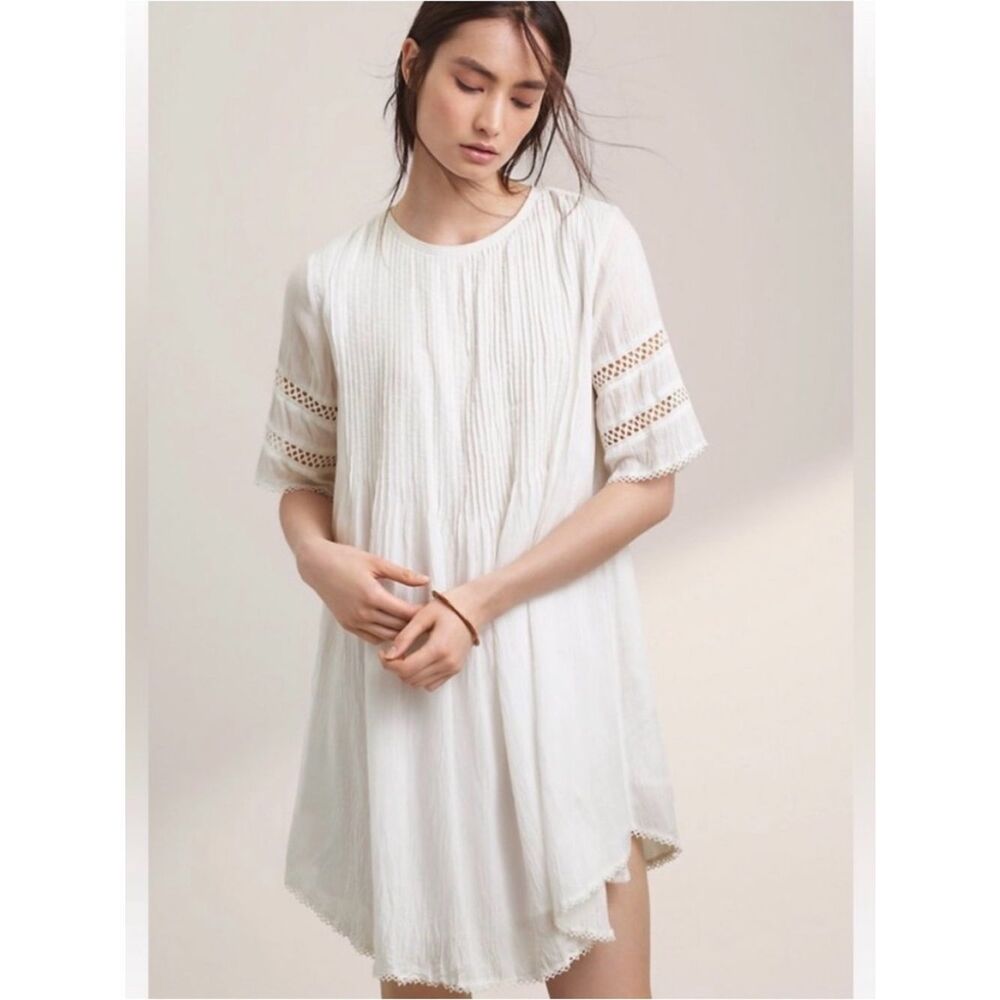 Aritiza Wilfred  Lace-Trim Short Sleeve Tunic Dress